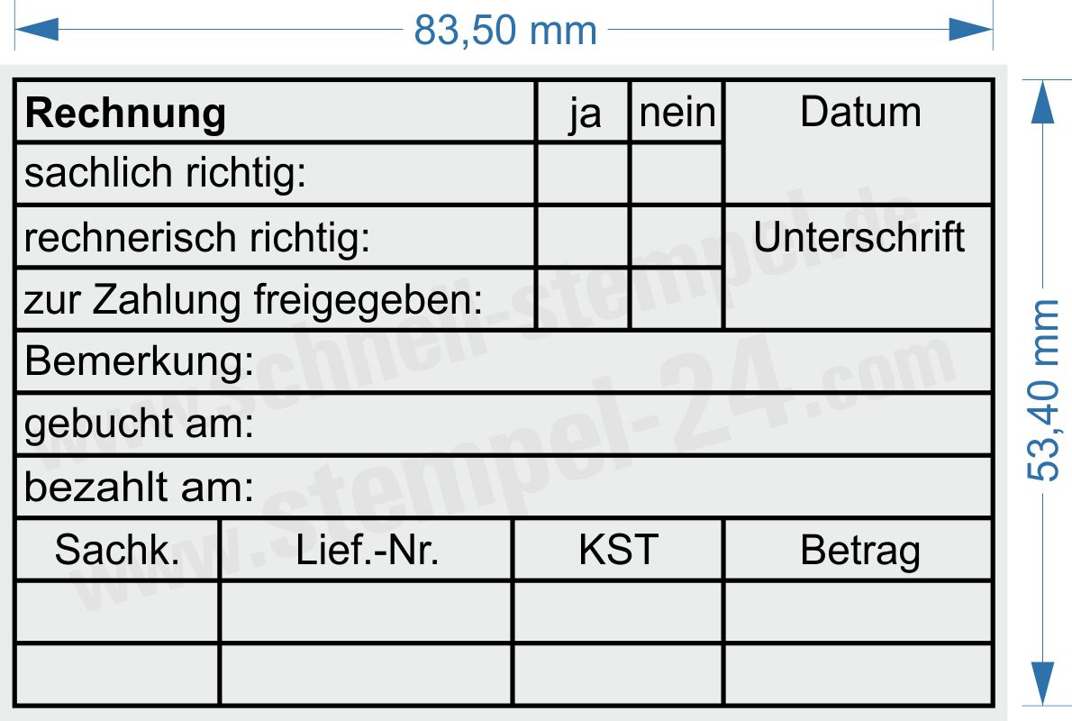 Buchungsstempel Rechnung sachlich richtig Gebucht von