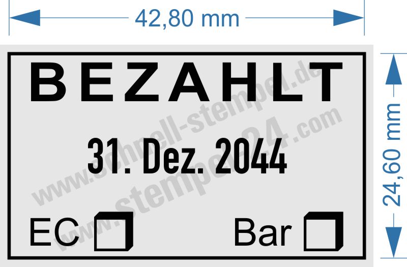 Bezahlt Stempel mit Datum einstellbar EC‑Karte oder Bar Bezahlt Stempel mit Datum einstellbar EC‑Karte oder Bar