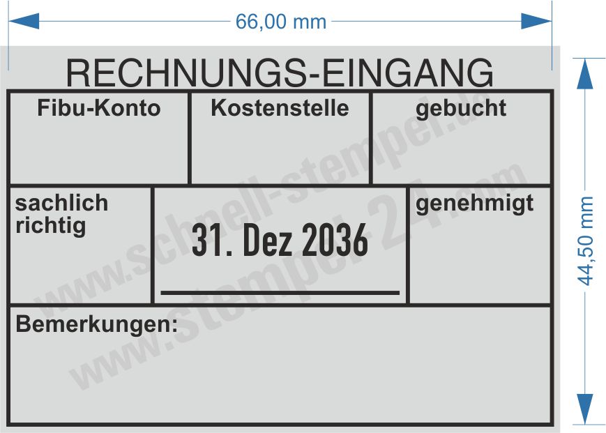 Stempel Rechnungseingang Fibu-Konto Gebucht & Genehmigt