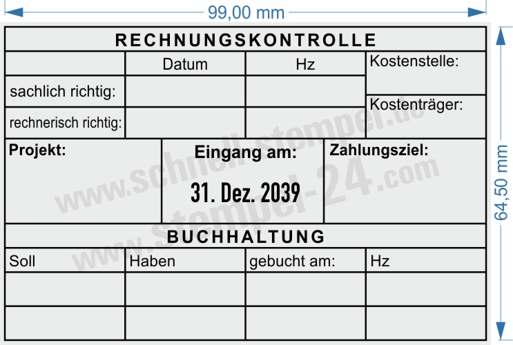 Muster Kontierungsstempel Rechnungskontrolle Belegnummer Zahlungsziel