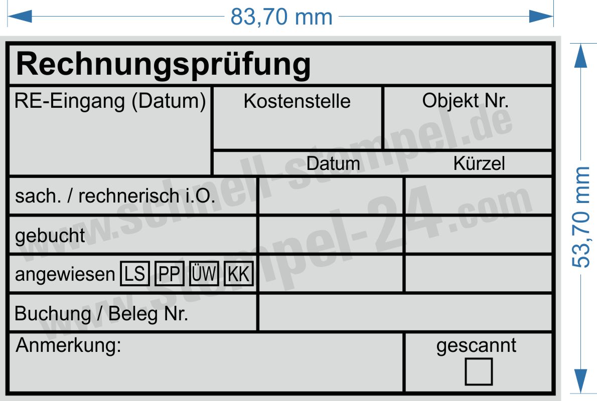 Kontierungsstempel Rechnungsprüfung Kostenstelle Objektnummer Lastschrift PayPal Überweisung