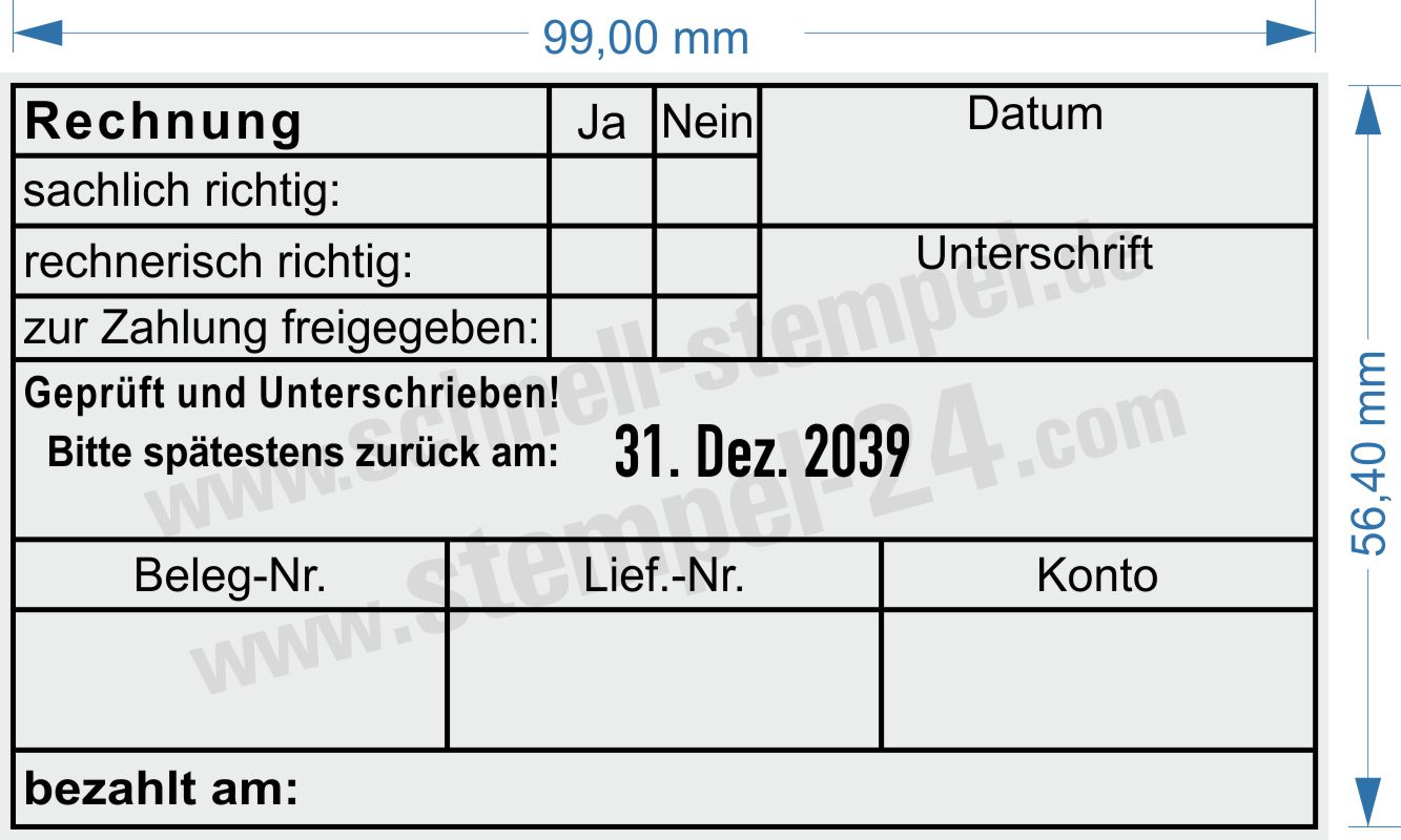 Buchungsstempel Rechnung geprüft und unterschrieben
