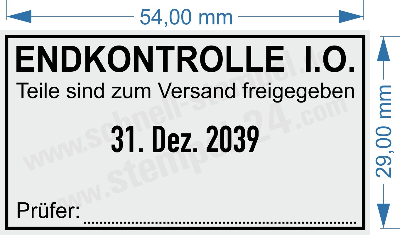 Stempel Endkontrolle In Ordnung Teile zum Versand freigegeben Stempel Endkontrolle In Ordnung Teile zum Versand freigegeben