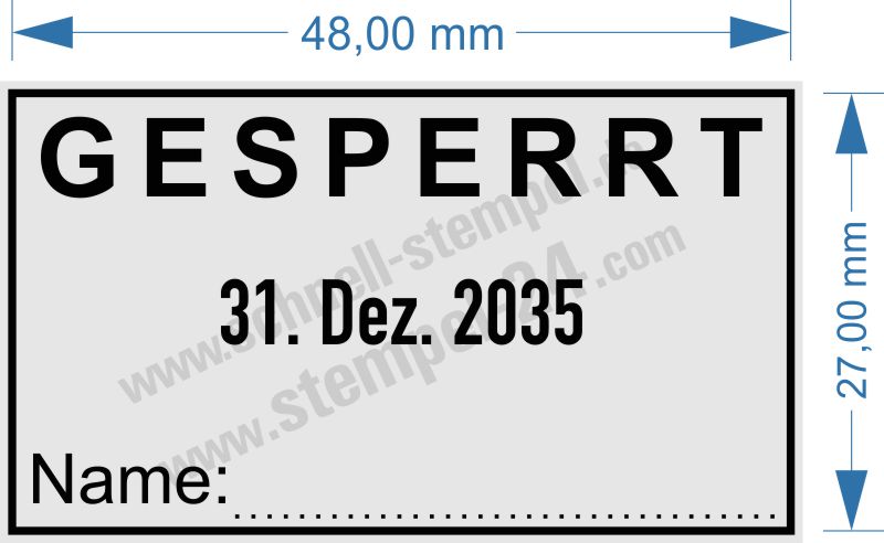 Stempel Gesperrt-Name-Kürzel