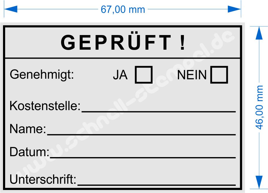 Musterabdruck Stempel Geprüft genehmigt Kostenstelle Musterabdruck Stempel Geprüft genehmigt Kostenstelle