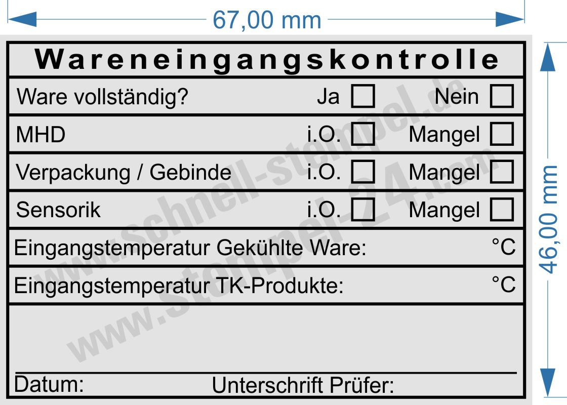 Musterabdruck HACCP Stempel Wareneingang Lebensmittelkontrolle Sensorik Musterabdruck HACCP Stempel Wareneingang Lebensmittelkontrolle Sensorik