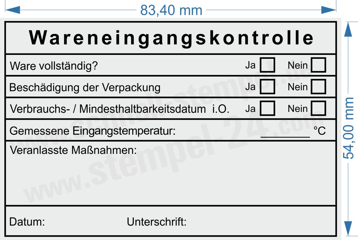 HACCP Stempel Wareneingangskontrolle Schädling- / Schimmelbefall HACCP Stempel Wareneingangskontrolle Schädling- / Schimmelbefall