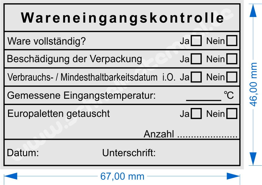 Stempel Wareneingangsprüfung Gastronomie und Lebensmittel Stempel Wareneingangsprüfung Gastronomie und Lebensmittel