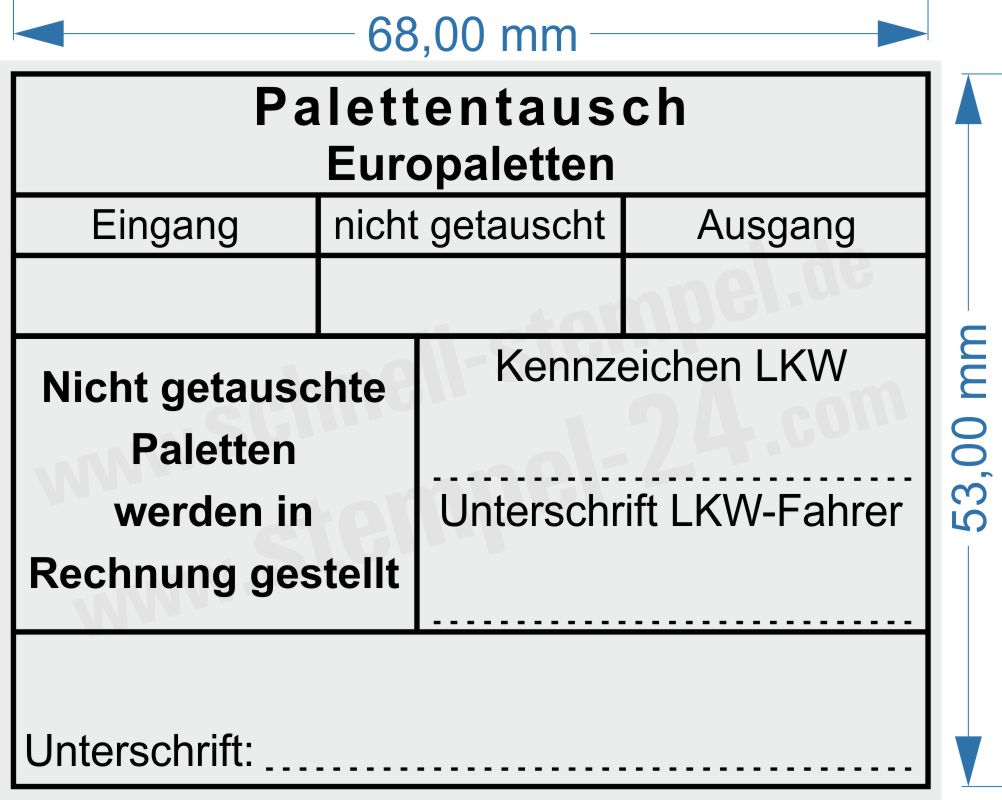 Stempel Euro-Palettentausch Fehlende Paletten in Rechnung gestellt Stempel Euro-Palettentausch Fehlende Paletten in Rechnung gestellt
