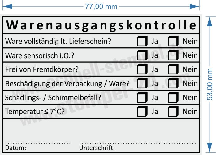 Warenausgangsstempel Warenausgangskontrolle Temperatur Warenausgangsstempel Warenausgangskontrolle Temperatur