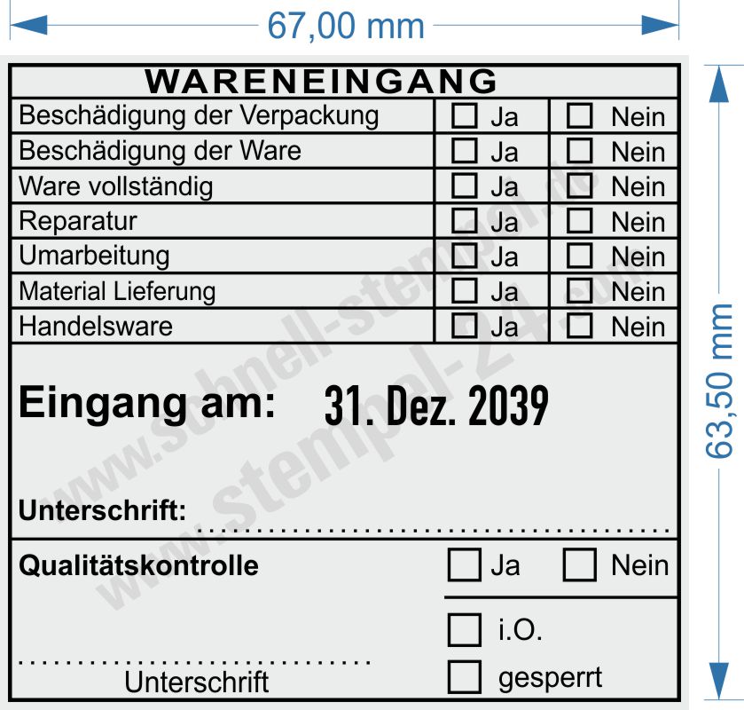 Wareneingangsstempel Handelsware Lieferung geprüft Wareneingangsstempel Handelsware Lieferung geprüft