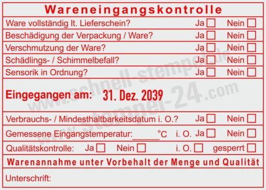 HACCP Stempel Trodat 54120 für Wareneingang, Qualität & Temperaturkontrolle Rot