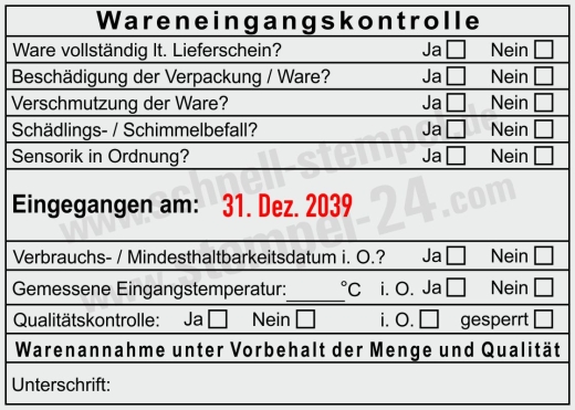 HACCP Stempel Trodat 54120 für Wareneingang, Qualität & Temperaturkontrolle Schwarz/Rot
