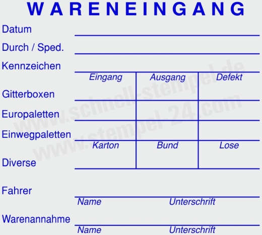Stempel Wareneingangskontrolle für Gitterboxen, Europaletten, Einwegpaletten & Diverse | 5212
