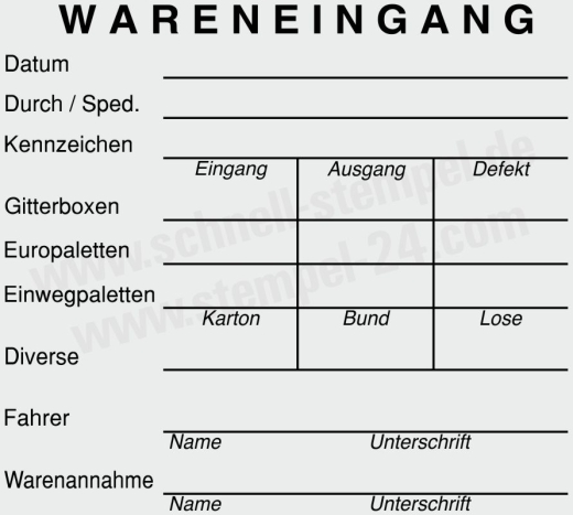 Stempel Wareneingangskontrolle für Gitterboxen, Europaletten, Einwegpaletten & Diverse Schwarz