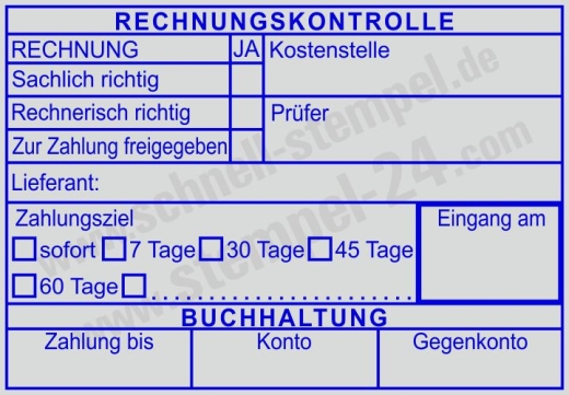 Kontierungsstempel Kontrollstempel Rechnung Zahlungsziel Zahlung Freigegeben | 5208
