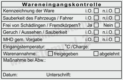 Kontrollstempel für die Logistik im Wareneingang mit Qualität und Paletten-Tausch Schwarz