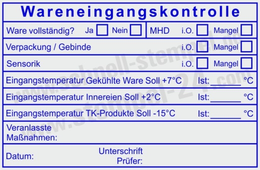 Stempel Wareneingangskontrolle MHD Tiefkühlware Innereien Temperatur | 5211