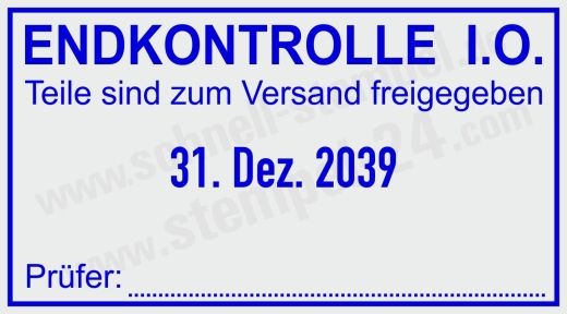 Stempel Endkontrolle In Ordnung Teile zum Versand freigegeben | 5460