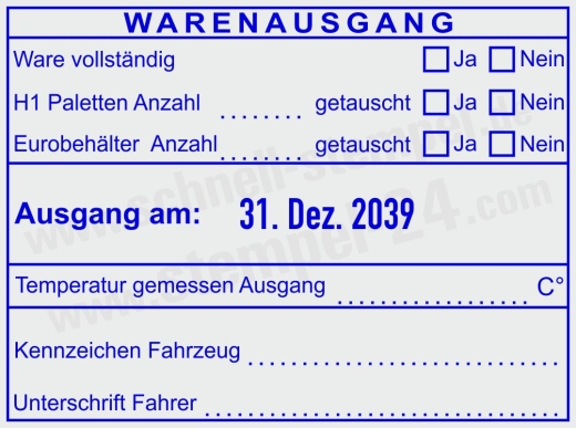HACCP Warenausgangsstempel H1 | Paletten & Eurokisten | Temperatur gemessen | 54110