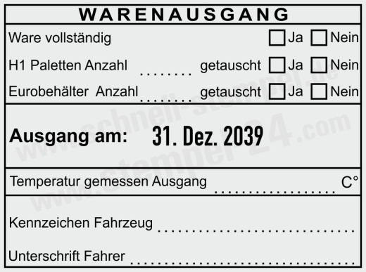 HACCP-Stempel Warenausgang H1 – Paletten & Eurobehälter – Temperatur gemessen – Schwarz