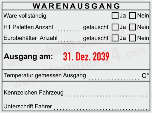 HACCP-Stempel Warenausgang H1 – Paletten & Eurobehälter – Temperatur gemessen – Schwarz/Rot