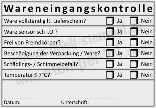 extstempel – Wareneingangskontrolle, Temperatur & Schädlingsbefall Schwarz