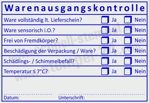 Stempel Warenausgangskontrolle Temperatur | 5211