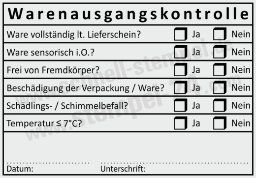 Stempel Warenausgangskontrolle Temperatur Schwarz