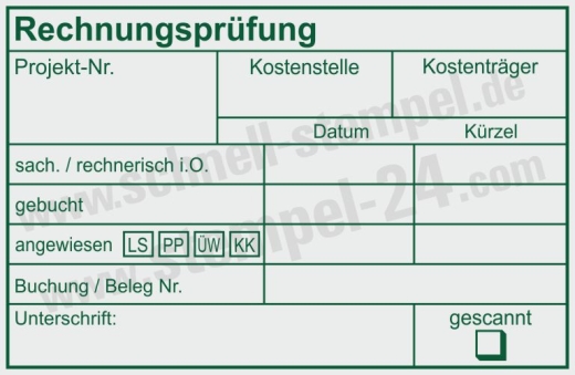 Kontierungsstempel – Projektnummer | Kostenstelle | Kostenträger | Individueller Textstempel | Grün