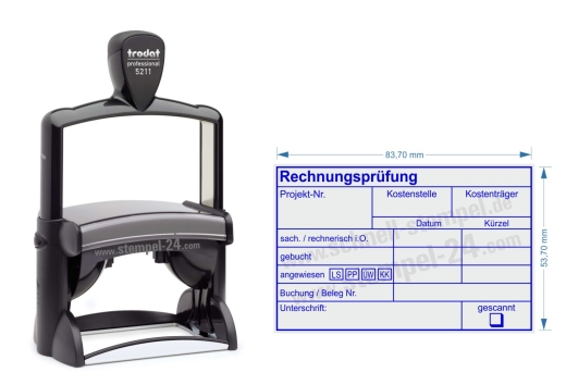 Trodat Professional 5211 Kontierungsstempel – Projektnummer | Kostenstelle | Kostenträger | Individueller Textstempel | Blau