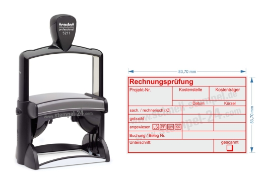 Trodat Professional 5211 Kontierungsstempel – Projektnummer | Kostenstelle | Kostenträger | Individueller Textstempel | Rot