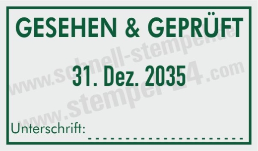 Gesehen & Geprüft Stempel – Individueller Prüfstempel für Büro, Verwaltung und Qualitätskontrolle Grün