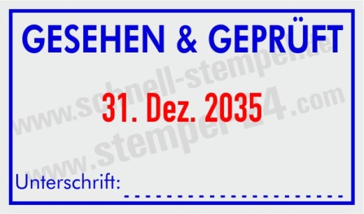 Gesehen & Geprüft Stempel – Individueller Prüfstempel für Büro, Verwaltung und Qualitätskontrolle Blau/Rot