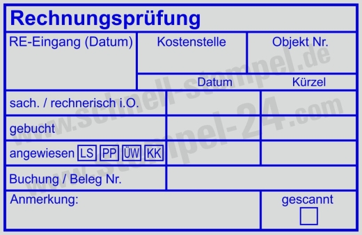 Kontierungsstempel Rechnungsprüfung Kostenstelle Objektnummer Lastschrift PayPal Überweisung | 5211