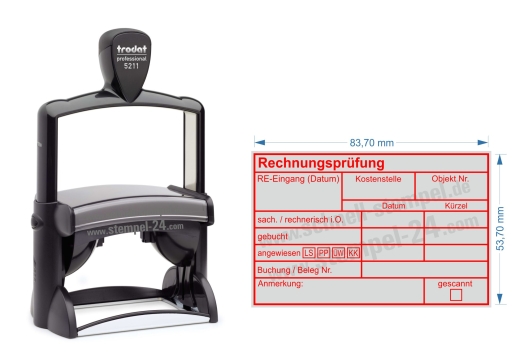 Kontierungsstempel – Rechnungsprüfung, Kostenstelle, Objektnummer, Lastschrift, PayPal & Überweisung Rot