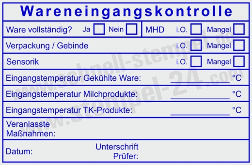 HACCP Wareneingangskontrolle Stempel – MHD Sensorik & Eingangstemperatur | 5211