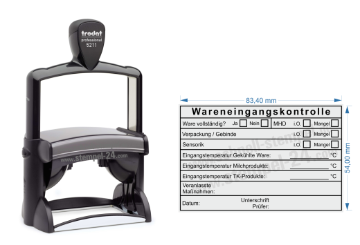 HACCP Wareneingangskontrolle Stempel – MHD Sensorik & Eingangstemperatur – Trodat Professional 5211 Schwarz