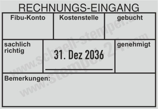 Stempel Rechnungseingang Fibu-Konto Gebucht & Genehmigt Schwarz