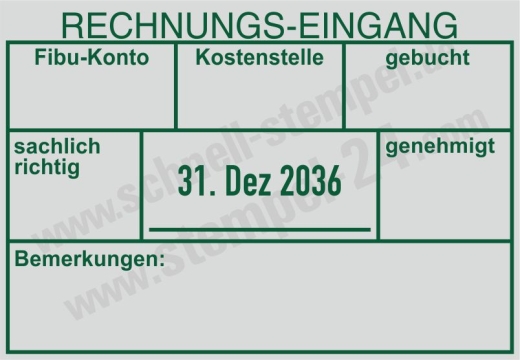Stempel Rechnungseingang Fibu-Konto Gebucht & Genehmigt Grün