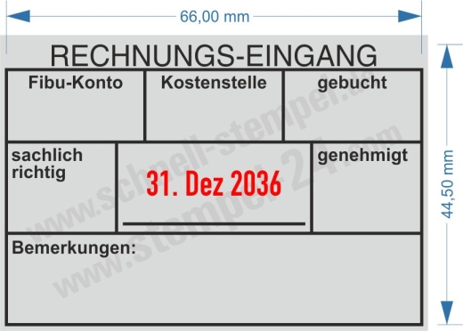 Stempel Rechnungseingang Fibu-Konto Gebucht & Genehmigt Schwarz7Rot