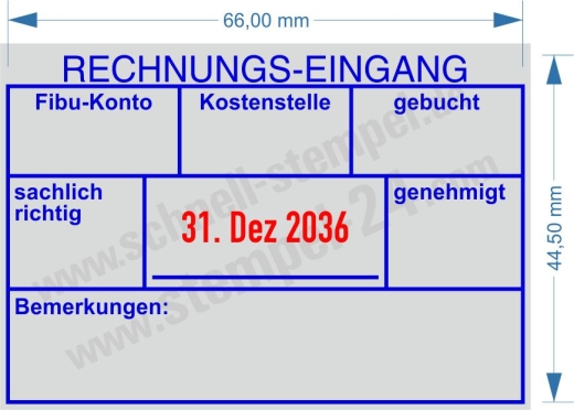 Stempel Rechnungseingang Fibu-Konto Gebucht & Genehmig Blau/Rot