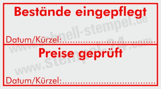 Printer 40 Selbstfärbestempel „Bestände – Preise – Geprüft“ – Stempel für Lager, Büro und Inventur Rot