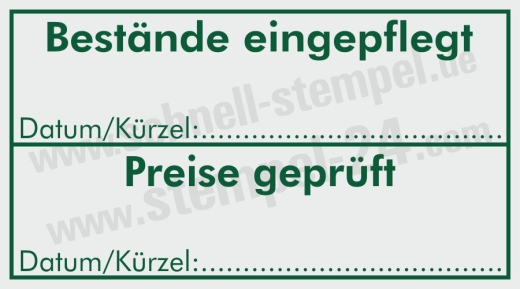 Printer 40 Selbstfärbestempel „Bestände – Preise – Geprüft“ – Stempel für Lager, Büro und Inventur Grün