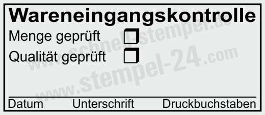 Selbstfärbestempel Wareneingangskontrolle Menge Qualität Geprüft Schwarz