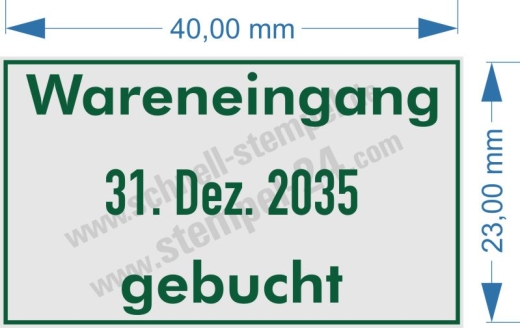 Stempel Wareneingang Datum Gebucht Grün