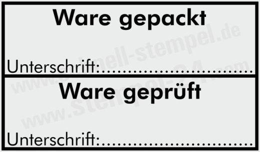 Stempel Ware gepackt / Ware geprüft Schwarz