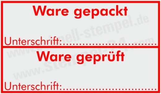 Stempel Ware gepackt / Ware geprüft Rot