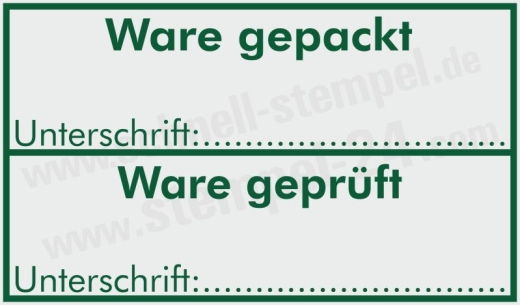 Stempel Ware gepackt / Ware geprüft Grün