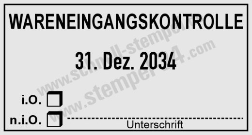 Stempel Wareneingangskontrolle io nio Unterschrift Schwarz